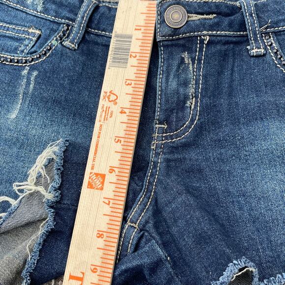 y2k grunge streetwear rodeo western cowgirl Rue21 denim shorts sz 5/6 Frey edge - Picture 5 of 12